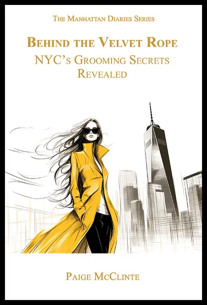 Front cover image of “Behind the Velvet Rope” NYC beauty secrets revealed,” featuring iconic Manhattan glamour.