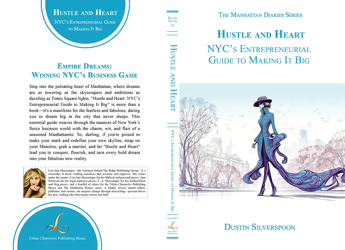 Full cover of “Hustle and Heart” NYC entrepreneurship guide to Making It Big,” featuring front and back views.