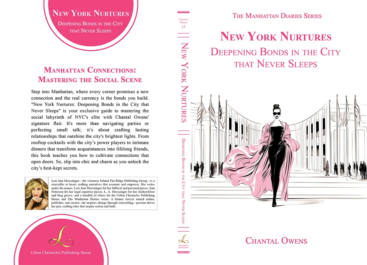 Full cover of “New York Nurtures,” building relationships in NYC featuring front and back with views of Manhattan.