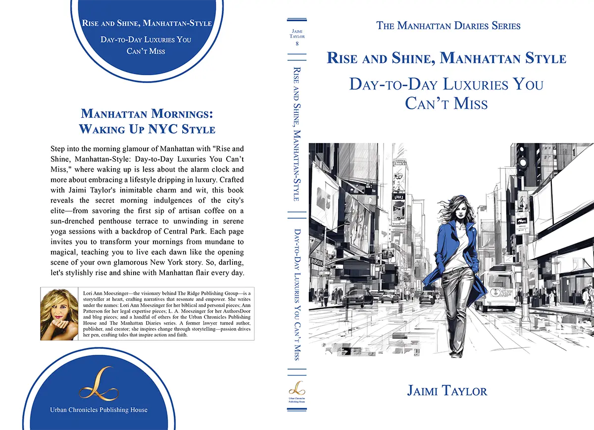 Full book cover of “Rise and Shine, Manhattan Style,” featuring Manhattan luxury morning guide scene in NYC.