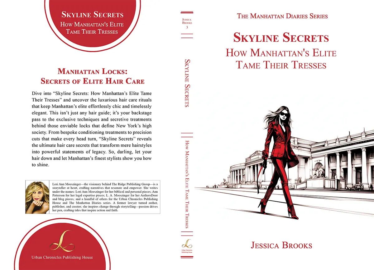 Full book cover of “Skyline Secrets” featuring front and back with tips on elite hair care secrets.